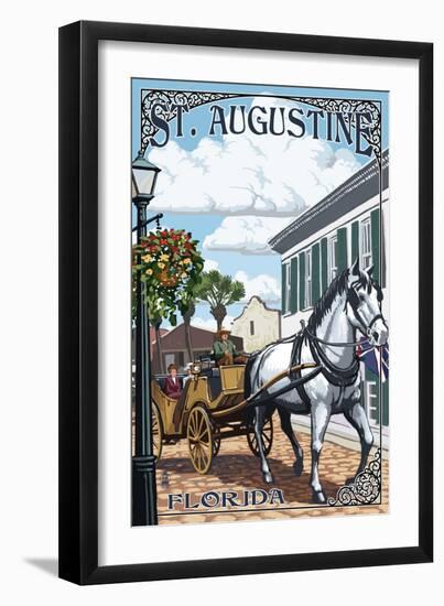 St. Augustine, Florida - Carriage Scene-Lantern Press-Framed Art Print