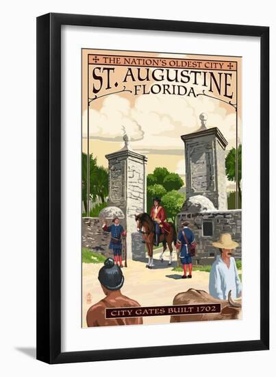 St. Augustine, Florida - City Gates-Lantern Press-Framed Art Print