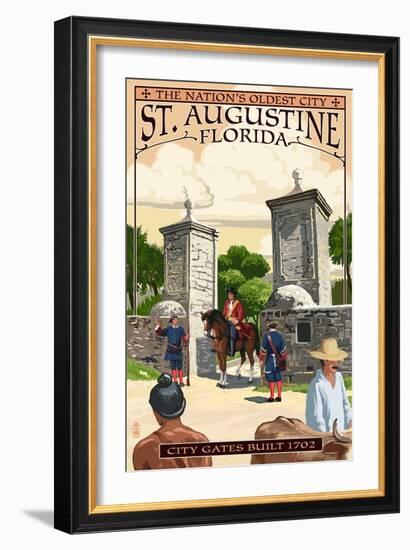 St. Augustine, Florida - City Gates-Lantern Press-Framed Art Print