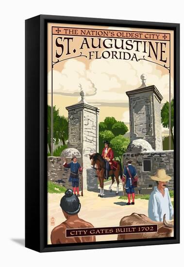 St. Augustine, Florida - City Gates-Lantern Press-Framed Stretched Canvas