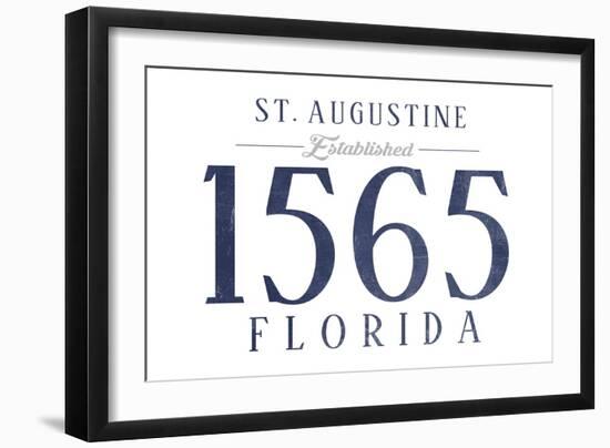 St. Augustine, Florida - Established Date (Blue)-Lantern Press-Framed Art Print