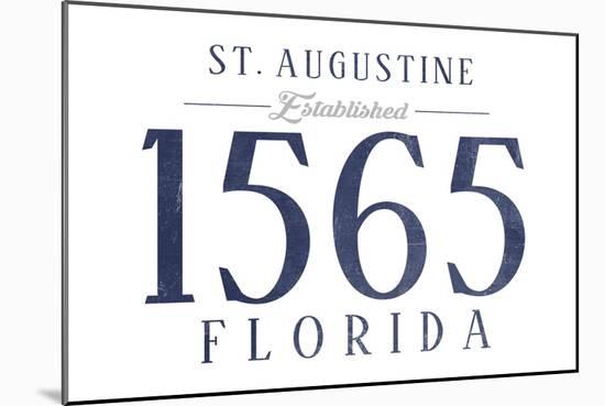 St. Augustine, Florida - Established Date (Blue)-Lantern Press-Mounted Art Print