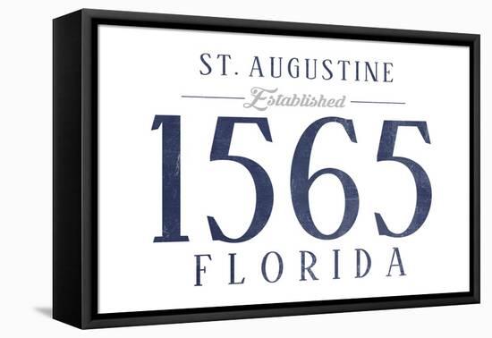 St. Augustine, Florida - Established Date (Blue)-Lantern Press-Framed Stretched Canvas