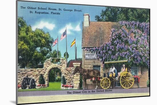 St. Augustine, Florida, Exterior View of the Oldest Schoolhouse, St. George Street-Lantern Press-Mounted Art Print