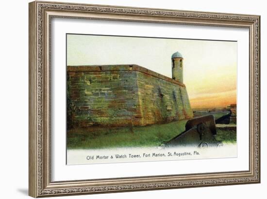 St. Augustine, Florida - Fort Marion Mortar and Watchtower-Lantern Press-Framed Art Print