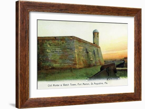 St. Augustine, Florida - Fort Marion Mortar and Watchtower-Lantern Press-Framed Art Print