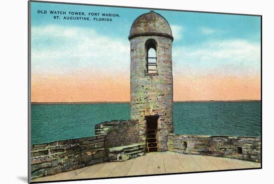 St. Augustine, Florida - Fort Marion Old Watchtower Scene-Lantern Press-Mounted Art Print