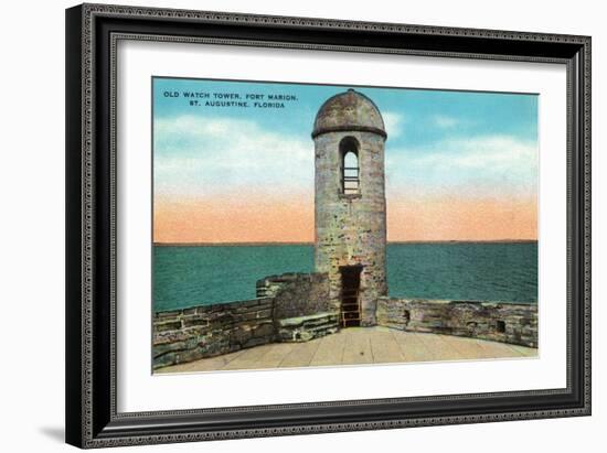 St. Augustine, Florida - Fort Marion Old Watchtower Scene-Lantern Press-Framed Art Print