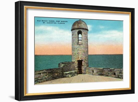 St. Augustine, Florida - Fort Marion Old Watchtower Scene-Lantern Press-Framed Art Print