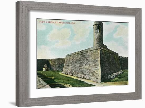 St. Augustine, Florida - Fort Marion Scene-Lantern Press-Framed Art Print