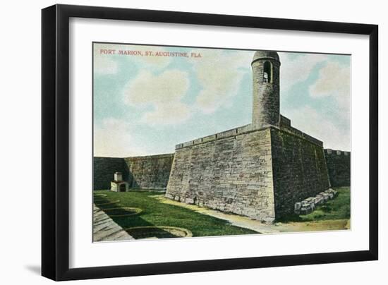 St. Augustine, Florida - Fort Marion Scene-Lantern Press-Framed Art Print