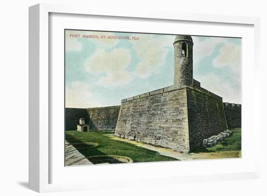 St. Augustine, Florida - Fort Marion Scene-Lantern Press-Framed Art Print