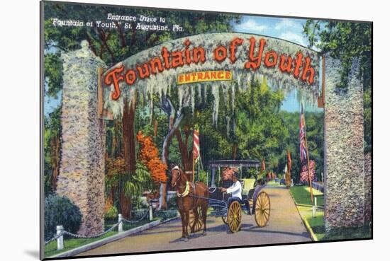 St. Augustine, Florida - Fountain of Youth Entrance Scene-Lantern Press-Mounted Art Print