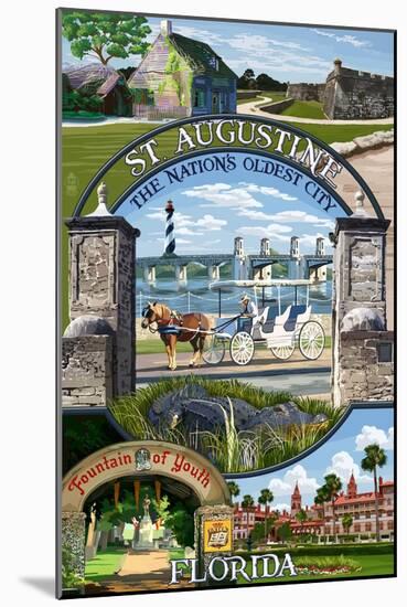 St. Augustine, Florida - Montage Scenes-Lantern Press-Mounted Art Print