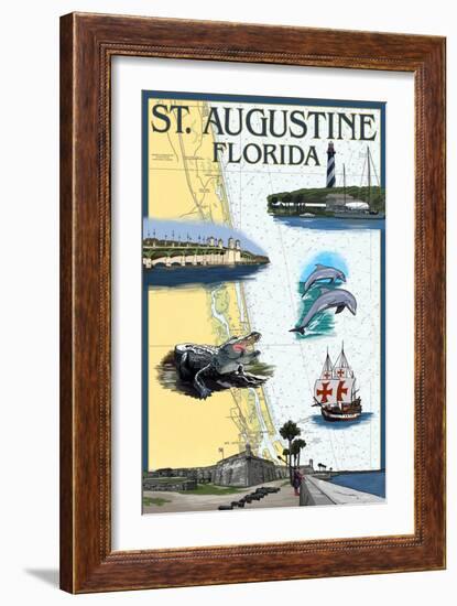 St. Augustine, Florida - Nautical Chart-Lantern Press-Framed Art Print