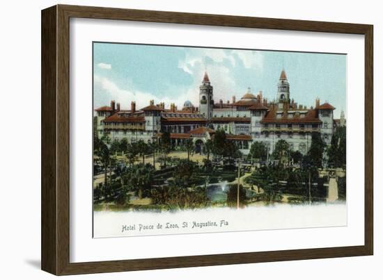 St. Augustine, Florida - Panoramic View of Hotel Ponce De Leon-Lantern Press-Framed Art Print