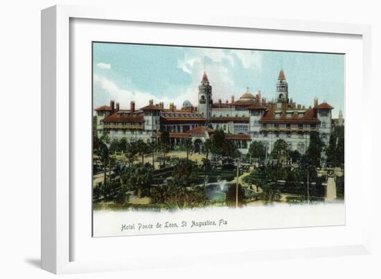 St. Augustine, Florida - Panoramic View of Hotel Ponce De Leon-Lantern Press-Framed Art Print