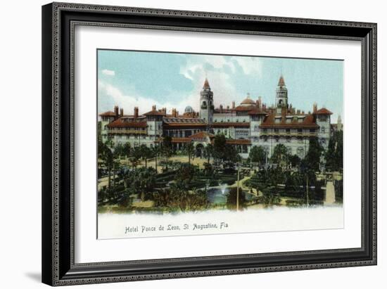 St. Augustine, Florida - Panoramic View of Hotel Ponce De Leon-Lantern Press-Framed Art Print