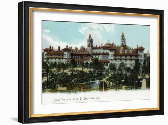 St. Augustine, Florida - Panoramic View of Hotel Ponce De Leon-Lantern Press-Framed Art Print