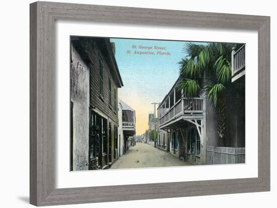 St. Augustine, Florida - St. George Street Scene-Lantern Press-Framed Art Print