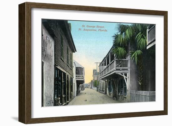 St. Augustine, Florida - St. George Street Scene-Lantern Press-Framed Art Print