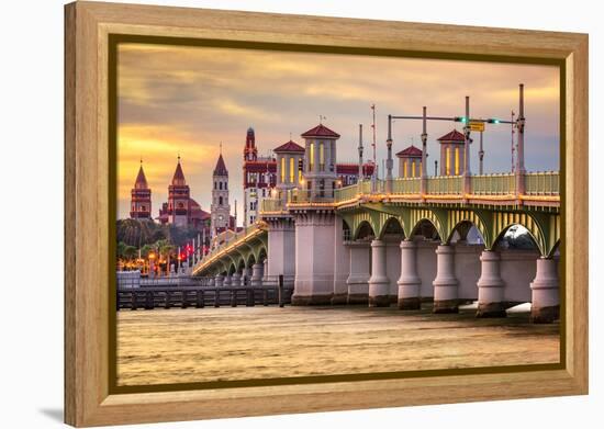 St. Augustine, Florida, USA City Skyline and Bridge of Lions.-SeanPavonePhoto-Framed Premier Image Canvas