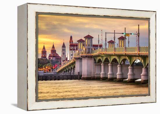 St. Augustine, Florida, USA City Skyline and Bridge of Lions.-SeanPavonePhoto-Framed Premier Image Canvas