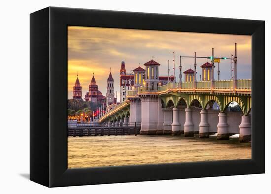 St. Augustine, Florida, USA City Skyline and Bridge of Lions.-SeanPavonePhoto-Framed Premier Image Canvas