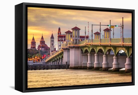 St. Augustine, Florida, USA City Skyline and Bridge of Lions.-SeanPavonePhoto-Framed Premier Image Canvas