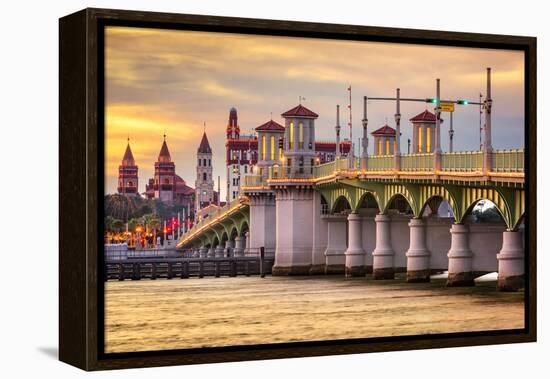 St. Augustine, Florida, USA City Skyline and Bridge of Lions.-SeanPavonePhoto-Framed Premier Image Canvas