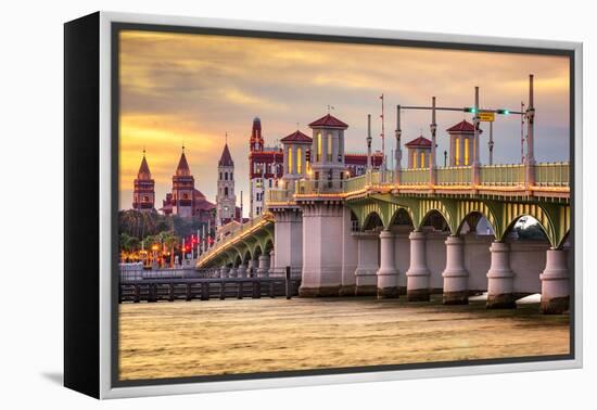 St. Augustine, Florida, USA City Skyline and Bridge of Lions.-SeanPavonePhoto-Framed Premier Image Canvas