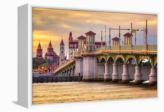 St. Augustine, Florida, USA City Skyline and Bridge of Lions.-SeanPavonePhoto-Framed Premier Image Canvas