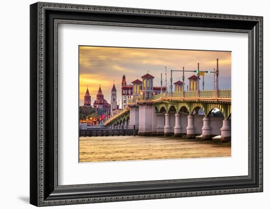 St. Augustine, Florida, USA City Skyline and Bridge of Lions.-SeanPavonePhoto-Framed Premium Photographic Print