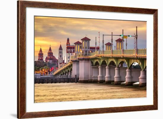 St. Augustine, Florida, USA City Skyline and Bridge of Lions.-SeanPavonePhoto-Framed Photographic Print