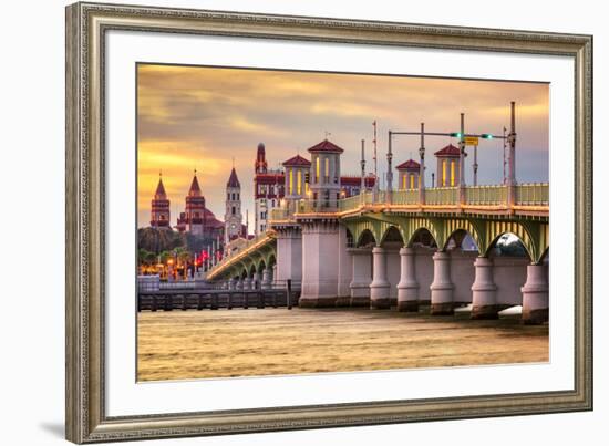 St. Augustine, Florida, USA City Skyline and Bridge of Lions.-SeanPavonePhoto-Framed Photographic Print