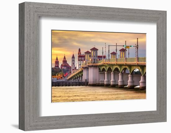 St. Augustine, Florida, USA City Skyline and Bridge of Lions.-SeanPavonePhoto-Framed Photographic Print