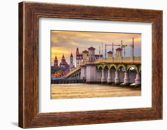 St. Augustine, Florida, USA City Skyline and Bridge of Lions.-SeanPavonePhoto-Framed Photographic Print