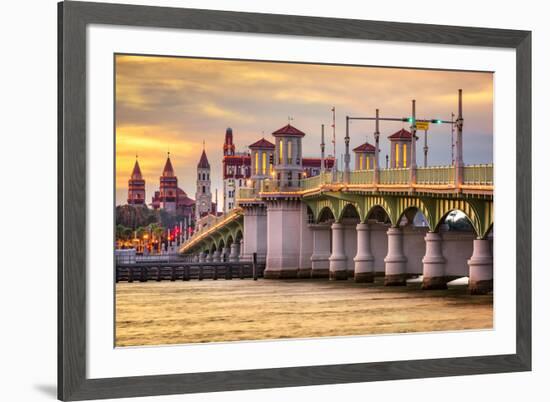 St. Augustine, Florida, USA City Skyline and Bridge of Lions-Sean Pavone-Framed Photographic Print