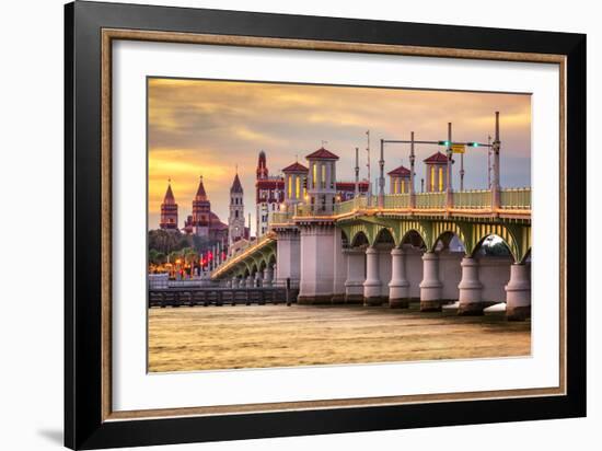 St. Augustine, Florida, USA City Skyline and Bridge of Lions-Sean Pavone-Framed Photographic Print