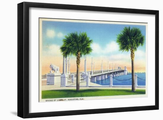 St. Augustine, Florida, View of the Bridge of Lions-Lantern Press-Framed Art Print