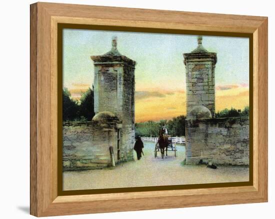 St. Augustine, Florida - View of the Old City Gate-Lantern Press-Framed Stretched Canvas