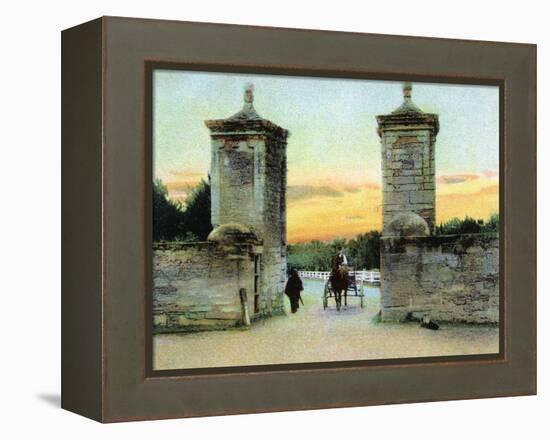 St. Augustine, Florida - View of the Old City Gate-Lantern Press-Framed Stretched Canvas