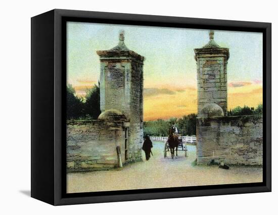 St. Augustine, Florida - View of the Old City Gate-Lantern Press-Framed Stretched Canvas