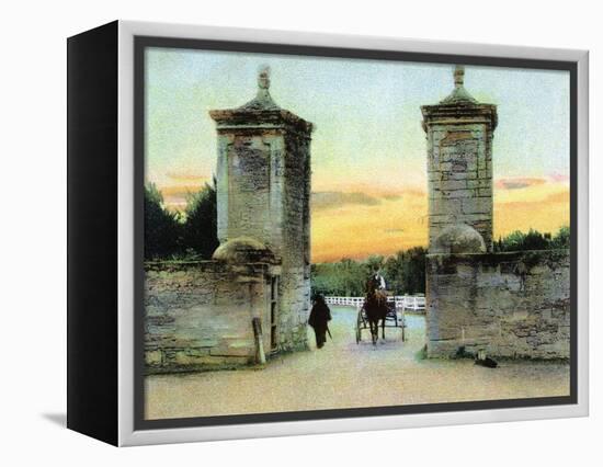 St. Augustine, Florida - View of the Old City Gate-Lantern Press-Framed Stretched Canvas