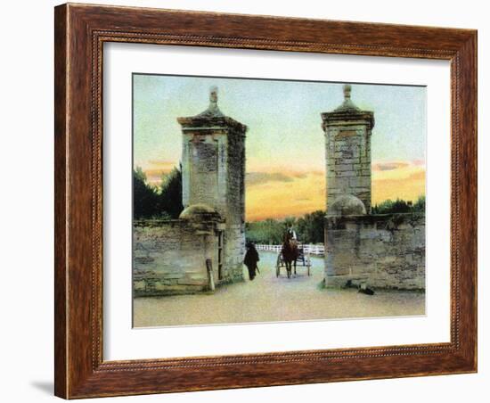 St. Augustine, Florida - View of the Old City Gate-Lantern Press-Framed Art Print