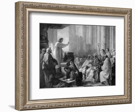 St. Augustine Preaching Before Valere, Bishop of Hippo-Carle van Loo-Framed Giclee Print