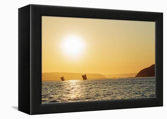 St. Augustine, sailboats on the horizon at sunrise, southern area, Madagascar, Africa-Christian Kober-Framed Premier Image Canvas