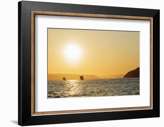 St. Augustine, sailboats on the horizon at sunrise, southern area, Madagascar, Africa-Christian Kober-Framed Photographic Print