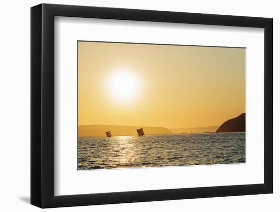 St. Augustine, sailboats on the horizon at sunrise, southern area, Madagascar, Africa-Christian Kober-Framed Photographic Print