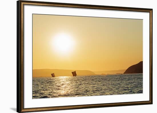 St. Augustine, sailboats on the horizon at sunrise, southern area, Madagascar, Africa-Christian Kober-Framed Photographic Print